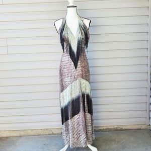 Boston proper snake print fringe maxi dress